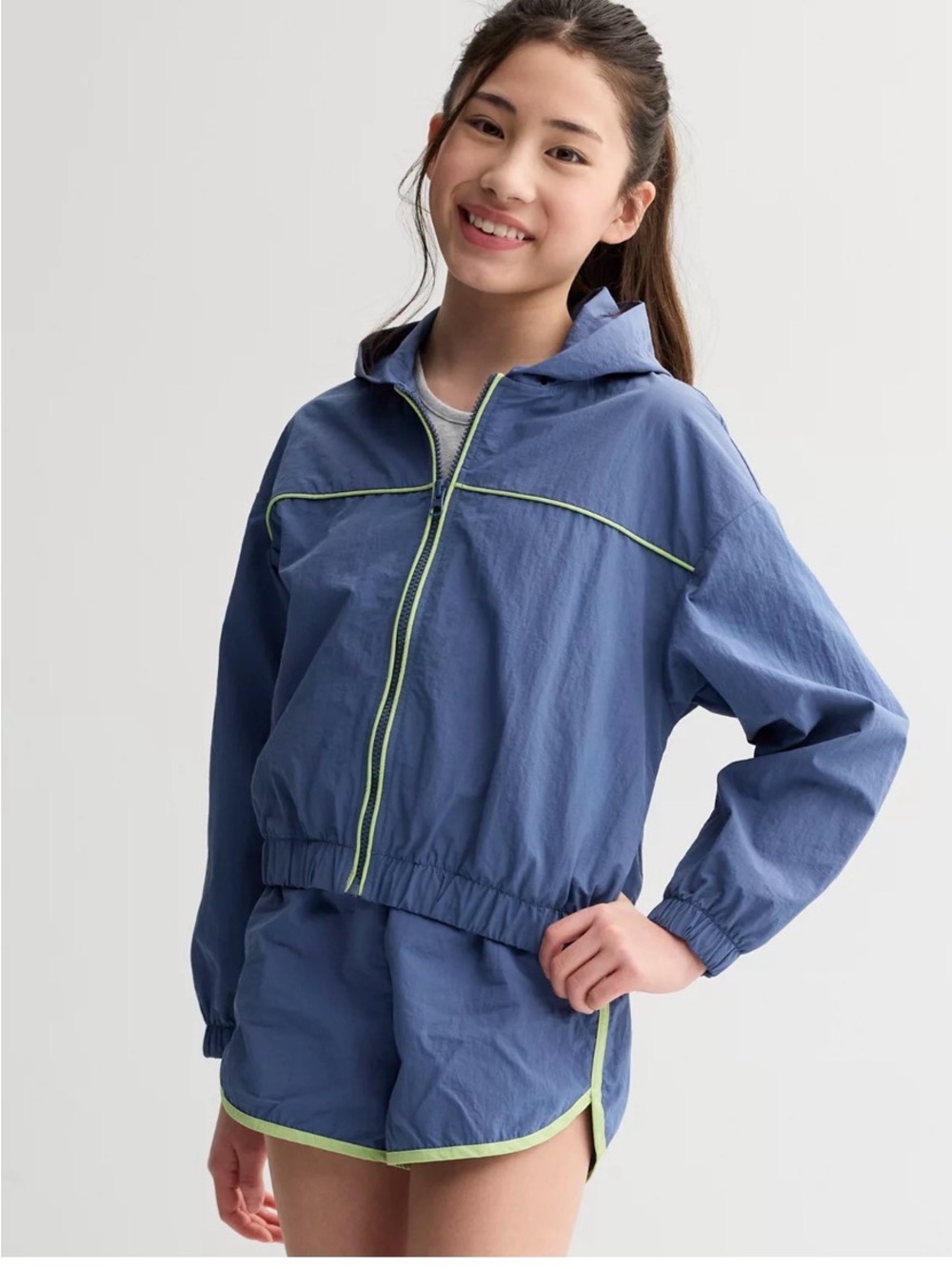 Eyeshadow girls Windbreaker Jacket and Shorts set size 10-12 NWT blue